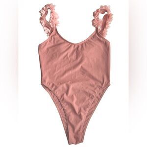 SHEIN Swimsuit Floral Straps Cheeky One Piece In Nude Pink M Beach